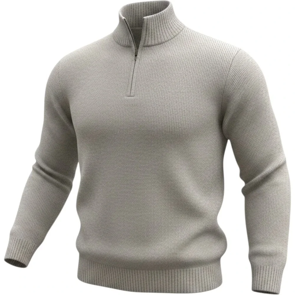 J.Crew Mens XL Gray 100% Lambswool Quarter Zip Mock Neck Sweater 13956 HO16
